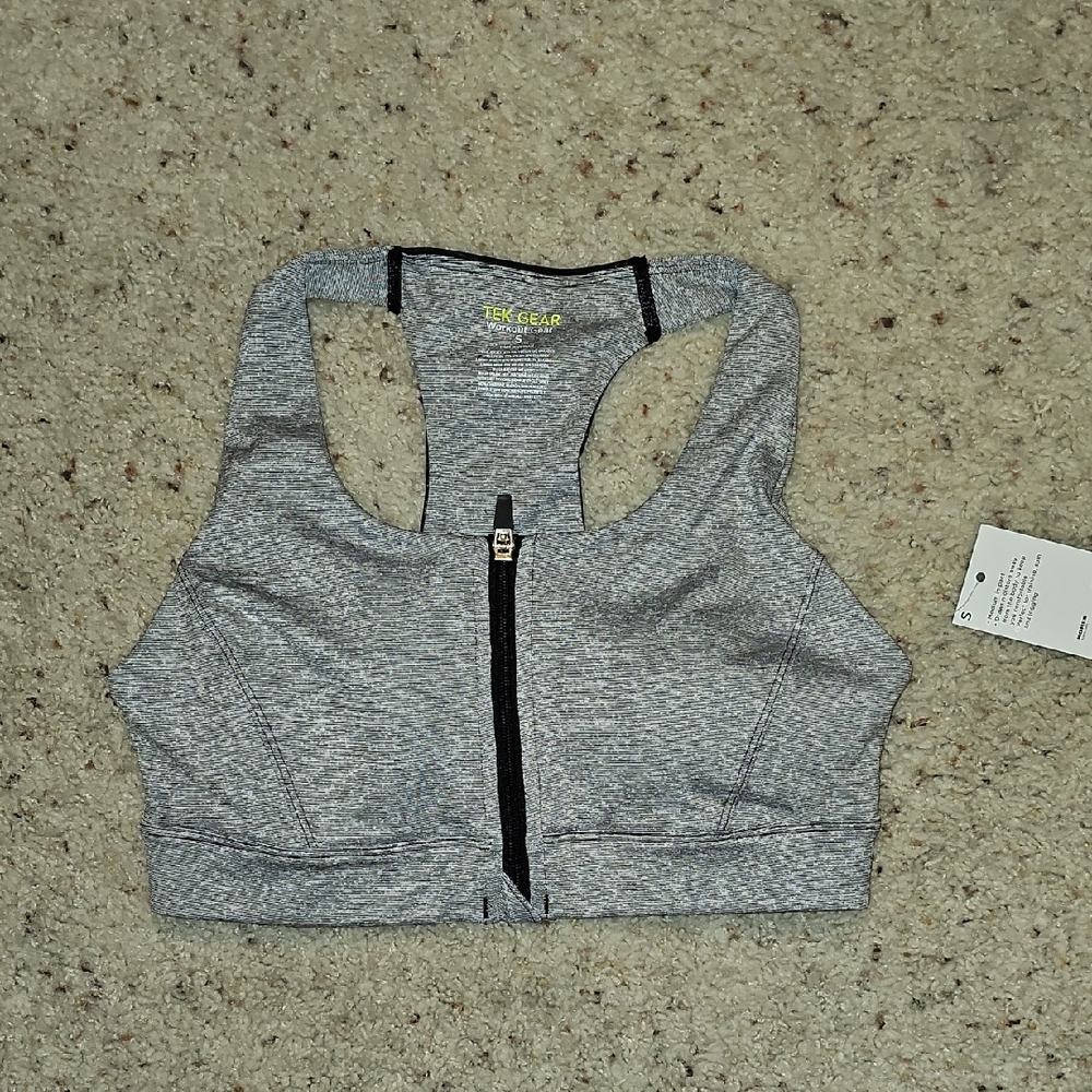 Tek Gear Gray Zip-Front Sports Bra